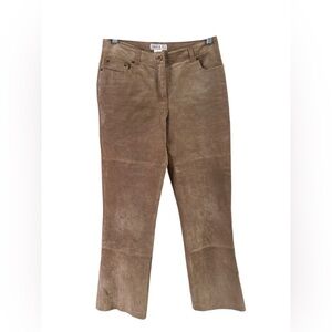 Isaac Mizrahi brown genuine leather straight leg pants